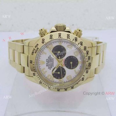 Rolex Daytona Yellow Gold Watch White Face Black sub-dial